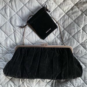 New Mary Kay Black Velvet Clutch Purse With Chain And Compact.
